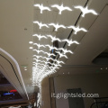 Lampadario a sospensione con lampadario a led per hotel a forma di uccello in vetro decorativo